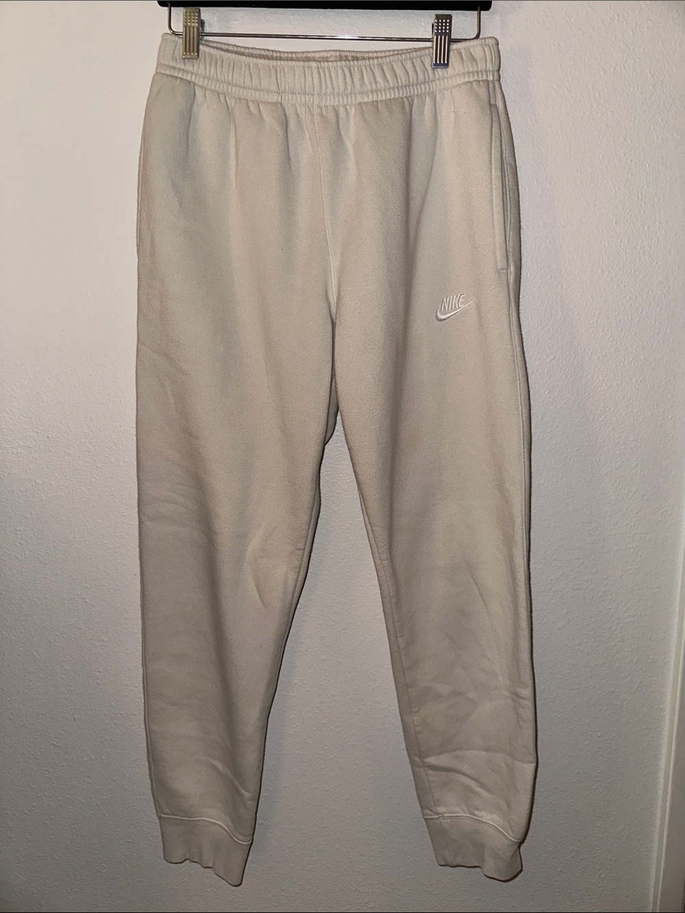 Nike Cream/Off-White Fleece Joggers with Embroidered Swoosh